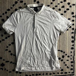 Armani Exchange Slim Fit Zipper Logo Short Sleeve Polo Shirt